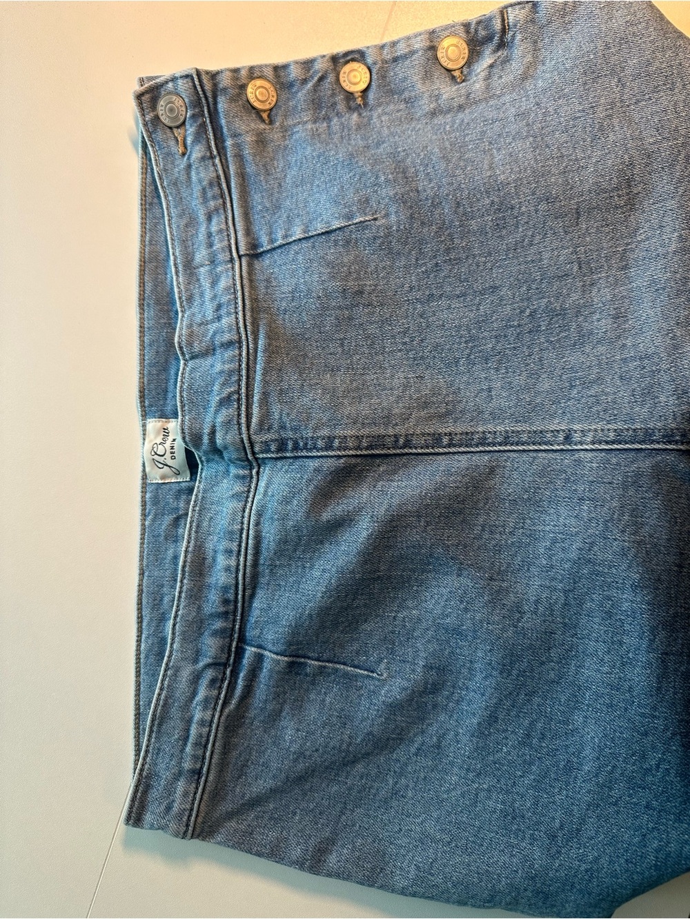 J. Crew Light Blue High-Waist Wide-Leg Jeans with Side Buttons - Picture 2 of 7